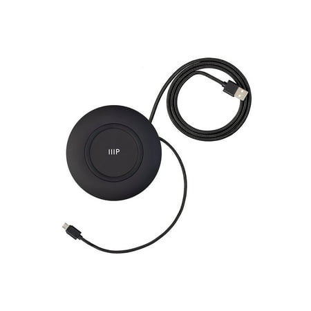 Certified Wireless Usb Monoprice Qi Certified Wireless Fast Charger - Black, Integrated With A Braided Nylon Micro USB Cable, Non-Slip Design, 7.5/10 Watts ()