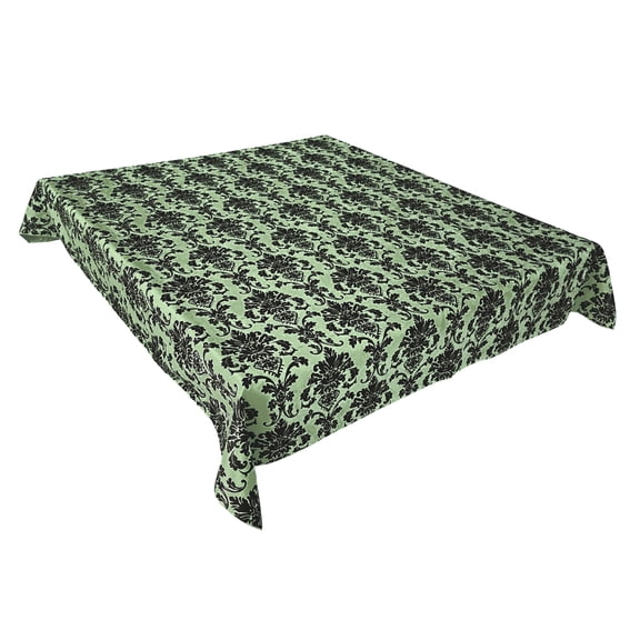 Floral Poplin Damask Durable Tablecloth Sage