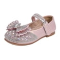 thumbnail image 2 of XIMIN Girls Rhinestone Bow Mary Jane Flats Princess Dress Shoes Non Slip Soft Sole Cute Casual Shoes Summer Party Wear for Kids (Pink, 5.5-6 Years), 2 of 9