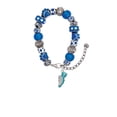thumbnail image 2 of Delight Jewelry Silvertone Running Shoe Teal Blue Paw Print Bead Bracelet, 7"+2", 2 of 4