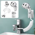 thumbnail image 2 of CMrtew Sink Faucet Sprayer Hand Shower Sink Shower Hose Sprayer for Hair Washing,Rinser Set with Faucet Adapter, Shower Stand and Hose - for Utility Room, Bathroom, Laundry Tub Silver, 2 of 6