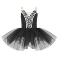 thumbnail image 4 of Mufeng Toddler Girls Lyrical Dance Dress Sparkly Dance Skirted Leotards Ballerina Performance Tutu Black 6, 4 of 6
