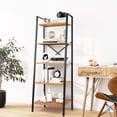 thumbnail image 3 of Wdmiya Ladder Shelf 5-Tier, Free Standing Bookshelf with Adjustable Feet, Metal Bookcase for Kitchen, Bathroom, Garage, Small Spaces, Brown, 3 of 9