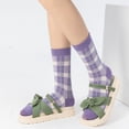 thumbnail image 3 of Flower Socks Women 5 Pairs Cute Retro Preppy High Ankle Cotton Sock Stripe Plaid Bow Socks, 3 of 7
