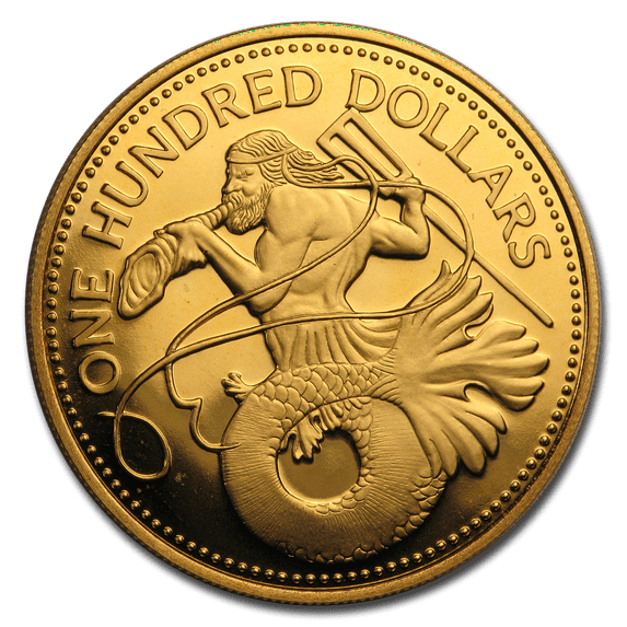 1984 Barbados Gold $100 Triton Proof
