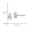 thumbnail image 2 of White Sterling Silver Earring Stud Women'S Cubic Zirconia CZ Oval Clear 6 mm 4, 2 of 2