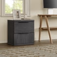 thumbnail image 7 of SICOTAS Fluted 2 Drawer Nightstands for Bedroom, Modern Wooden Bedside Tables with Drawers & Black Handles, Black, 7 of 7