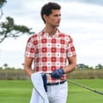 thumbnail image 2 of Kdxio Plaid Heart Print Men's Short Sleeve Polo Shirt,Midweight Men's Shirt, 2 of 6
