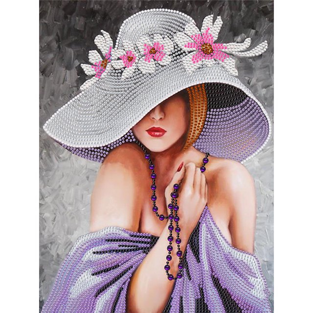 (k086) Serie Personajes Mujer Elegante Con Diamante Parcial Pintura Resina Con Forma Especial Diamante 30*40cm