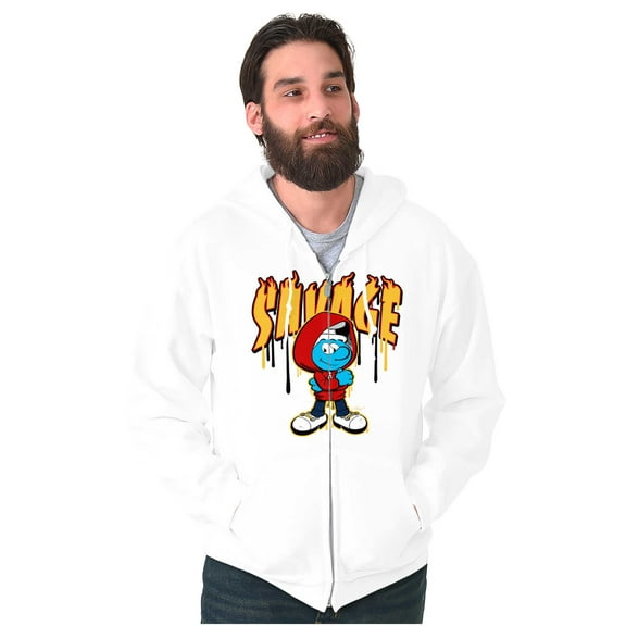 Urban Streetwear Smurf Savage Cartoon Zip Up Hoodie Men's Women's Brisco Brands S