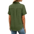 thumbnail image 4 of Dazajoo Summer Shirts for Women Short Sleeve Button Down Blouse Tops Lightweight Business Casual Work Lapel Shirt,Army Green,L, 4 of 7