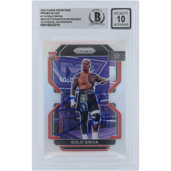 Solo Sikoa WWE Autographed 2022 Panini Prizm Silver Prizm #114 Beckett Fanatics Witnessed Authenticated 10 Rookie Card - Fanatics Authentic Certified