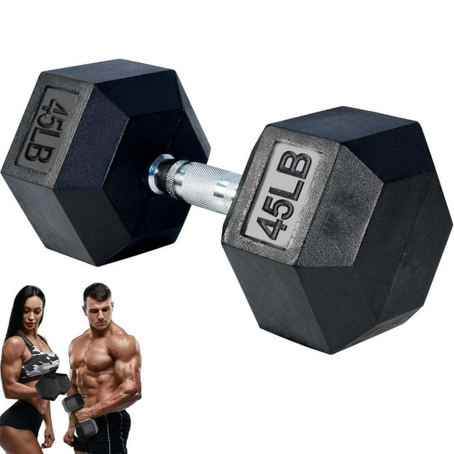 Mancuernas Hexagonales con Revestimiento de Goma 1 pza, Pesas para Ejercicio, Disponible en Varios Pesos, Ideales para Entrenamiento de Cuerpo Completo, Entrenamiento de Fuerza