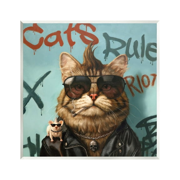 Stupell Industries Cats Rule Graffiti Urban Animals Animals & Insects Painting Unframed Art Print Wall Art