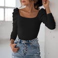 thumbnail image 2 of AherBiu Womens Blouses Trendy Long Sleeve Comfy Tops Ribbed Knitted Slim Tight Stretchy Fall Shirts, 2 of 7
