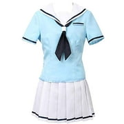 LYLAS Women's Blue School Uniform Sailor Dress Set Cosplay Costume (Custom Made)