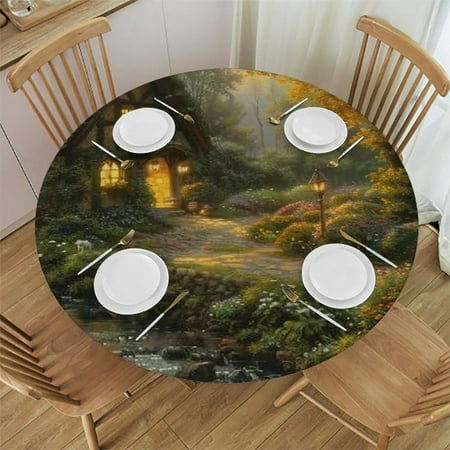 

Autua Stream Light Round Table Cover Stain Resistant and Washable - Perfect for Indoor and Outdoor Use Kitchen Dining Wedding Parties - 100% Polyester Fiber 38 -42