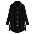 thumbnail image 5 of CUZIBR Women Soft Jacket Cozy Long Sleeve Button Down Solid Color Open Front Cardigan Notched Lapel Casual Loose Fit Thick Warm Blouse Outwear,Black,L, 5 of 5