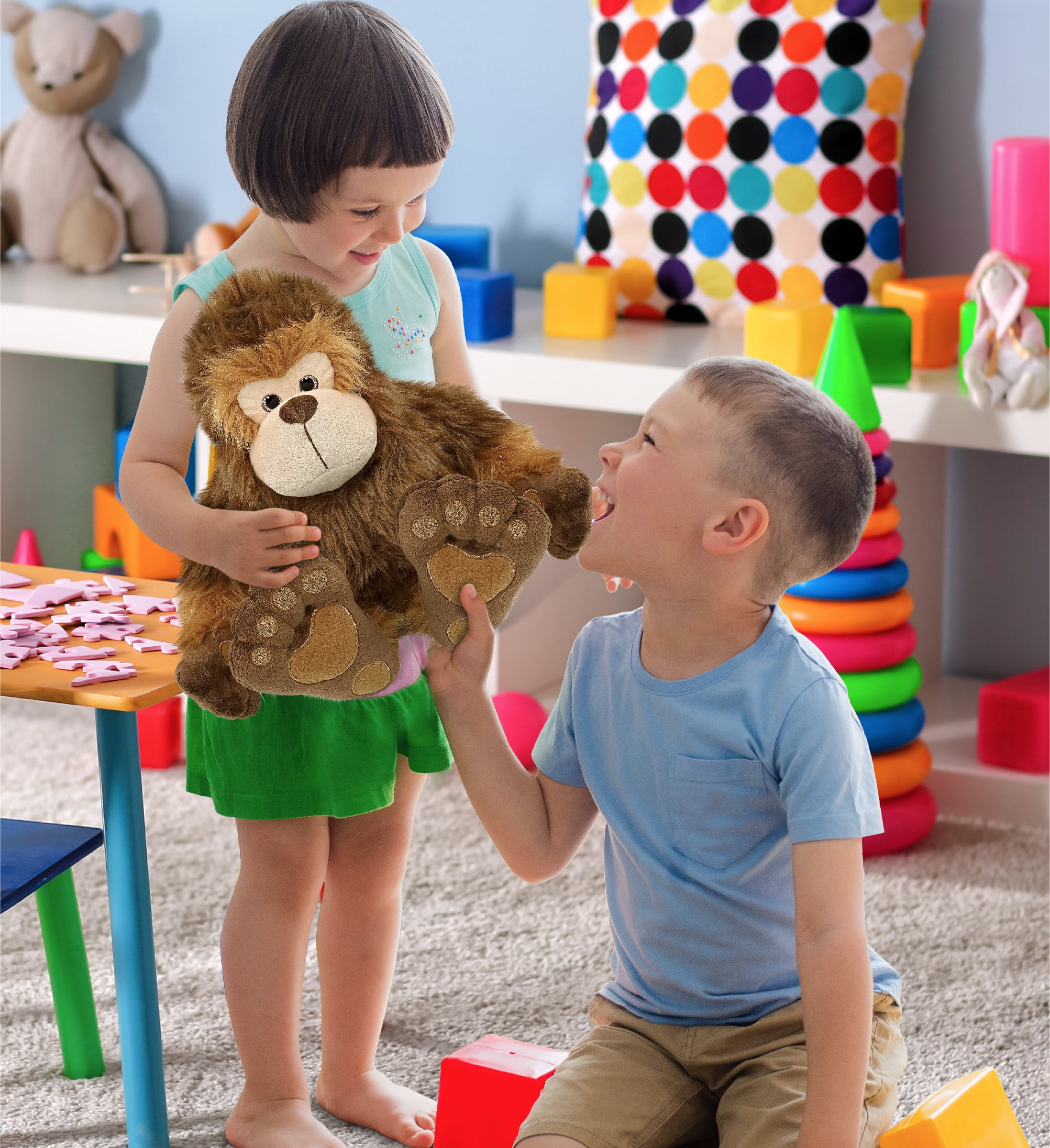 DolliBu Big Foot Super Soft Stuffed Animal, Cute Realistic Ape-Like Stuffed Animals for Girls, Boys, Cute Adults Animal Gifts, Kids Nursery Decor for Newborn, Cuddly Soft Baby Plush Toys - 12 Inches