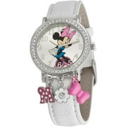 Minnie Mouse Analog Watch, White Croco PU Strap