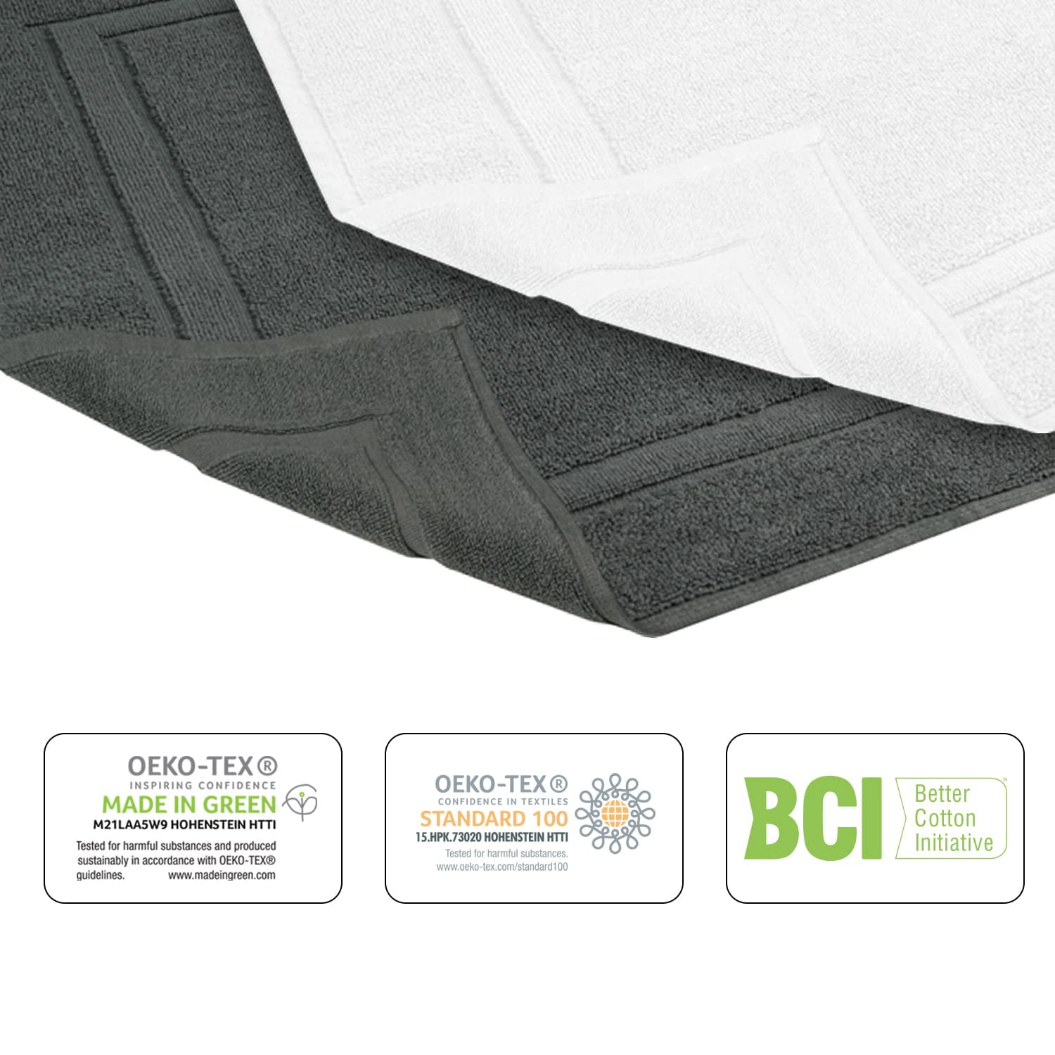 Premium Cotton Banded Dark Grey Bath Mats Pack of 2, 22x34 inches [Not a Bathroom Rug] - Infinitee Xclusives