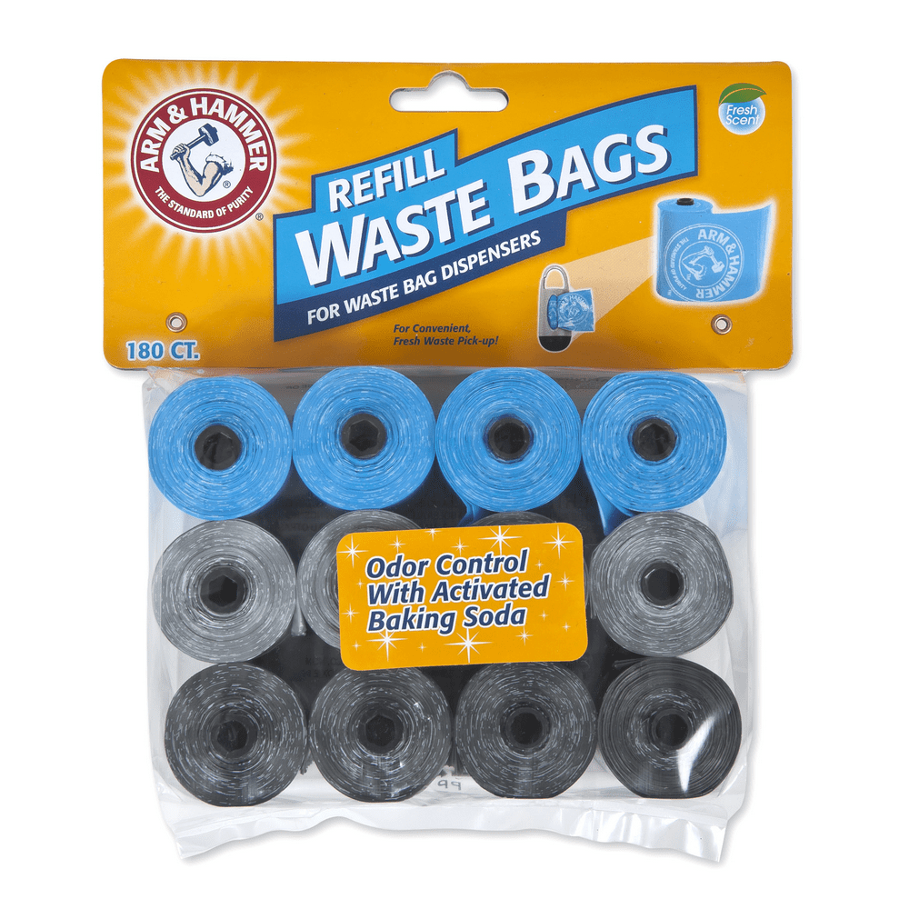 Arm & Hammer Disposable Dog Waste Bag Refills, Assorted Colors, 180