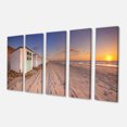 thumbnail image 2 of Row of Beach Huts at Sunset - Art sur Toile Paysage Moderne, 2 of 3
