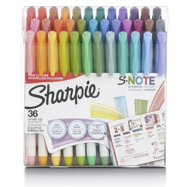 Sharpie S-Note Creative Markers, Highlighters, Assorted Colors, Chisel Tip, 36 Count