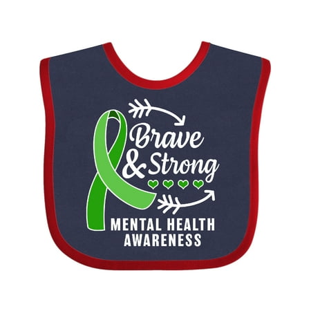 

Inktastic Mental Health Awareness Brave and Strong with Arrows Gift Baby Boy or Baby Girl Bib