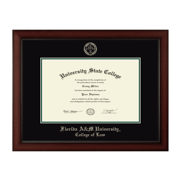 Framerly - FAMU Law Diploma Frame with Black and Tartan Green Mat
