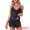 Black, variant on DARING DIVA Women's Satin Lace Spaghetti Strap V Neck Top with Split Shorts S Blue