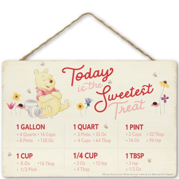 Disney Winnie The Pooh Hanging Wood Measuring Sign - Today is the Sweetest Treat for Kitchen or Dining Room