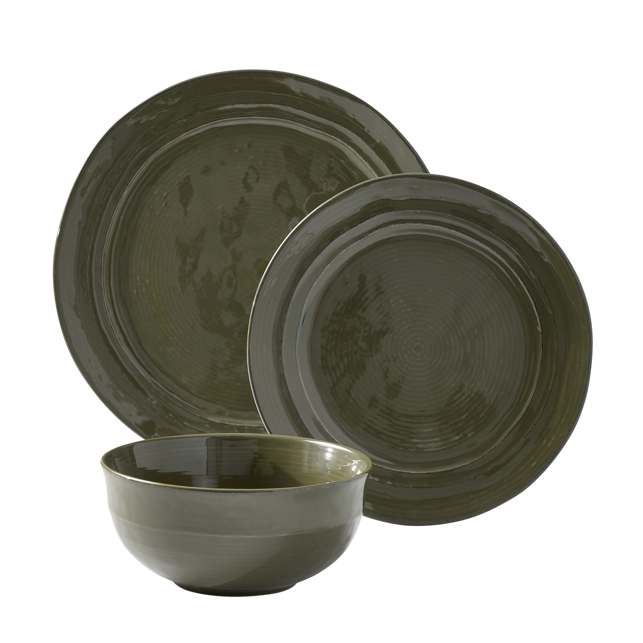 Better Homes & Gardens Artisan Stoneware Dinnerware Set, Green, 12-Piece photo 5