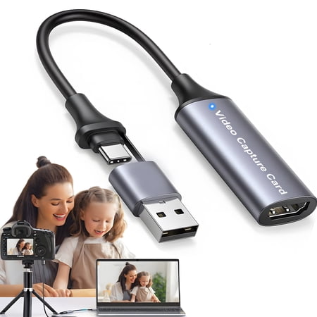 4K HDMI Video Capture Card USB C/USB 3.0, audio-video Capture Card HDMI USB 3.0 with Type-C for Windows/Android/Linux/Mac OS Systems for Live Streaming Gaming Recording for Switch, Xbox, PS3/4/5, OBS