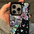 thumbnail image 2 of Designed for iPhone Case,Luxury Glitter Bling Rhinostone Butterfly Pattern Silicone Shockproof Cover Phone Case (iPhone 13 Pro,Black), 2 of 4