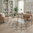 thumbnail image 2 of ODIKA 4'x6' Washable Area Rug Stain Resistant, Low Pile, Easy Care Minimalist Motif Curved Wave Large Brushstroke Abstract Beige Neutral Playful for Dorm Room, Small Living, 2 of 7