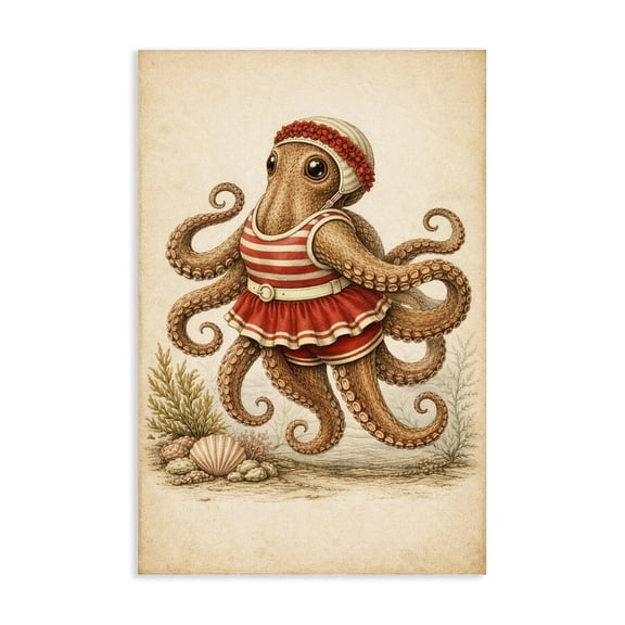 Stupell Industries Eclectic Octopus of Maritime Bathing Society Canvas Art, 16 x 24, by Grotto Studios