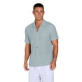 thumbnail image 6 of QDG Mens Casual Button Down Shirts Short Sleeve Summer Beach Shirts Crochet Guayabera Shirts Hollow Out Tops Light Blue XL, 6 of 10