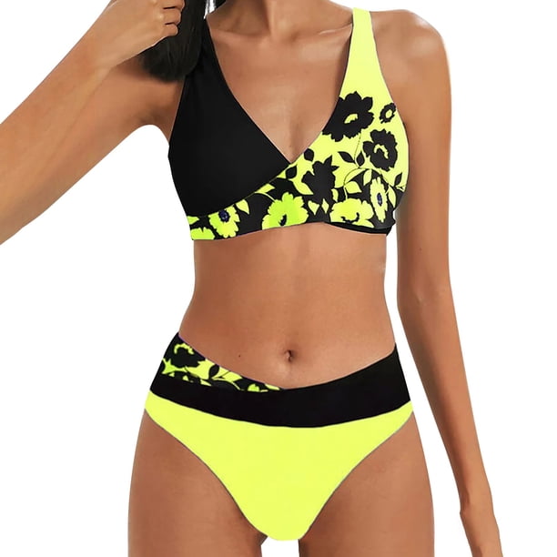 MKLEKYY Trajes De Baño Mujer Curvy Women'S Print High Waisted Tankini Two Tankini Set Swimsuit