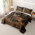 thumbnail image 3 of Castle Fairy Vintage Deer Twin Quilt Set for Boys,Dark Pine Woodland Animal Twin Coverlet Set,Coffee Brown Black, 3 of 7