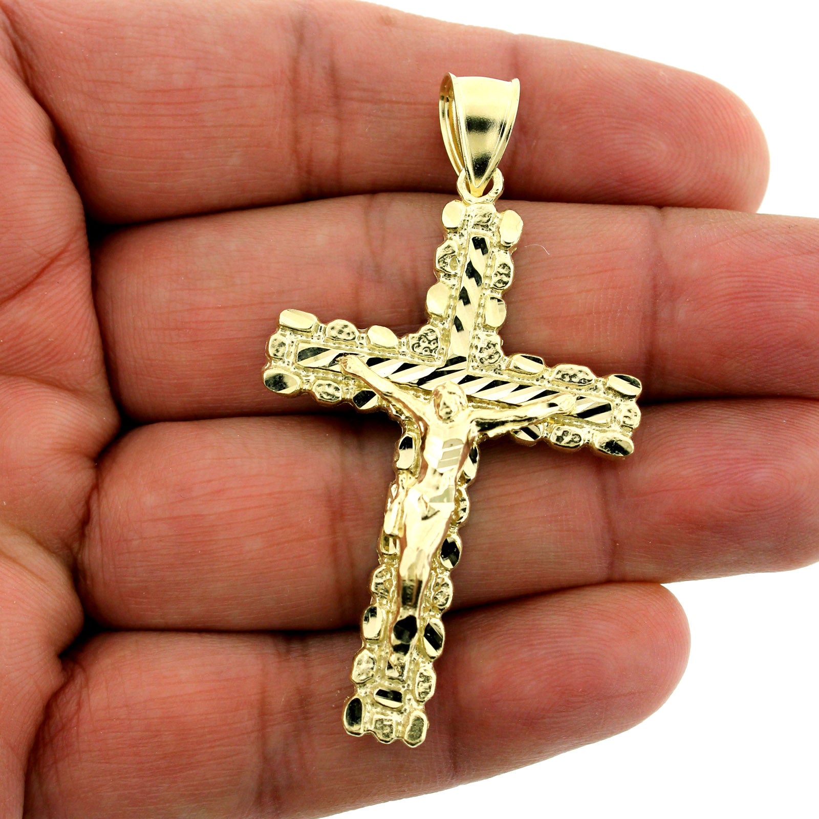 gold nugget cross pendant