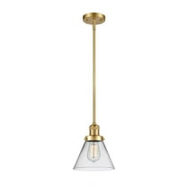 Innovations Lighting  Franklin Restoration Cone - 1 Light 8" Stem Hung Mini Pendant Clear/Satin Gold