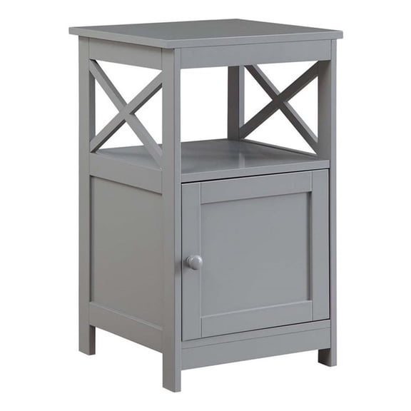 Pemberly Row Modern End Table with Cabinet in Gray Wood Finish