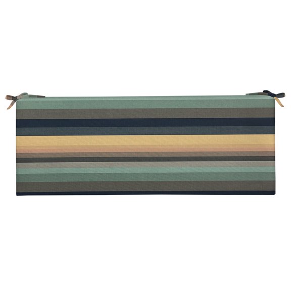 RSH Décor Indoor Outdoor Foam Bench Cushion with Ties 51" x 18" x 3", Braymont Dune Blue Stripe