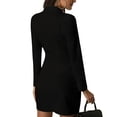 thumbnail image 4 of Traje De Mujer Vestido De Color Sólido Con Cuello En V Abrigo Con Botones Bolsillo Delgado Top Delgado, Negro, S Eigraketly AP002332-37, 4 of 6