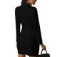 thumbnail image 4 of Traje De Mujer Vestido De Color Sólido Con Cuello En V Abrigo Con Botones Bolsillo Delgado Top Delgado, Negro, S Sweethay AP002332-37, 4 of 6