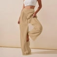 thumbnail image 2 of Lovskoo 2024 Yoga Pants Women Solid Color Comfortable Lounge Pants Casual Wide Leg Sports Pants Long Pants Khaki L, 2 of 8