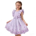 thumbnail image 5 of HAOTAGS Girl's Party Dress,Bow Ball Gown Flutter Sleeves Tutu Dress Purple 4-5 T, 5 of 6
