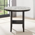 thumbnail image 2 of Roundhill Furniture Mella Round Counter Height Wood Dining Table with Shelf, 42” Faux Marble Top, Dark Espresso Finish, 2 of 6