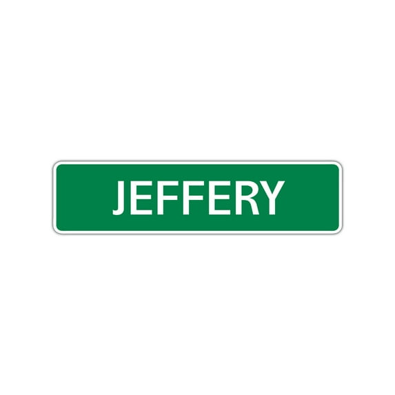 Jeffery Boys Children Name Letter Printed Label Indoor Outdoor Unique Wall Plaque Decoration Aluminum Metal Sign 4"x18"